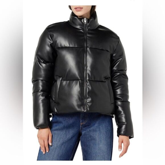 NEW The Drop Vegan  Leather Puffer Jacket - Picture 1 of 6